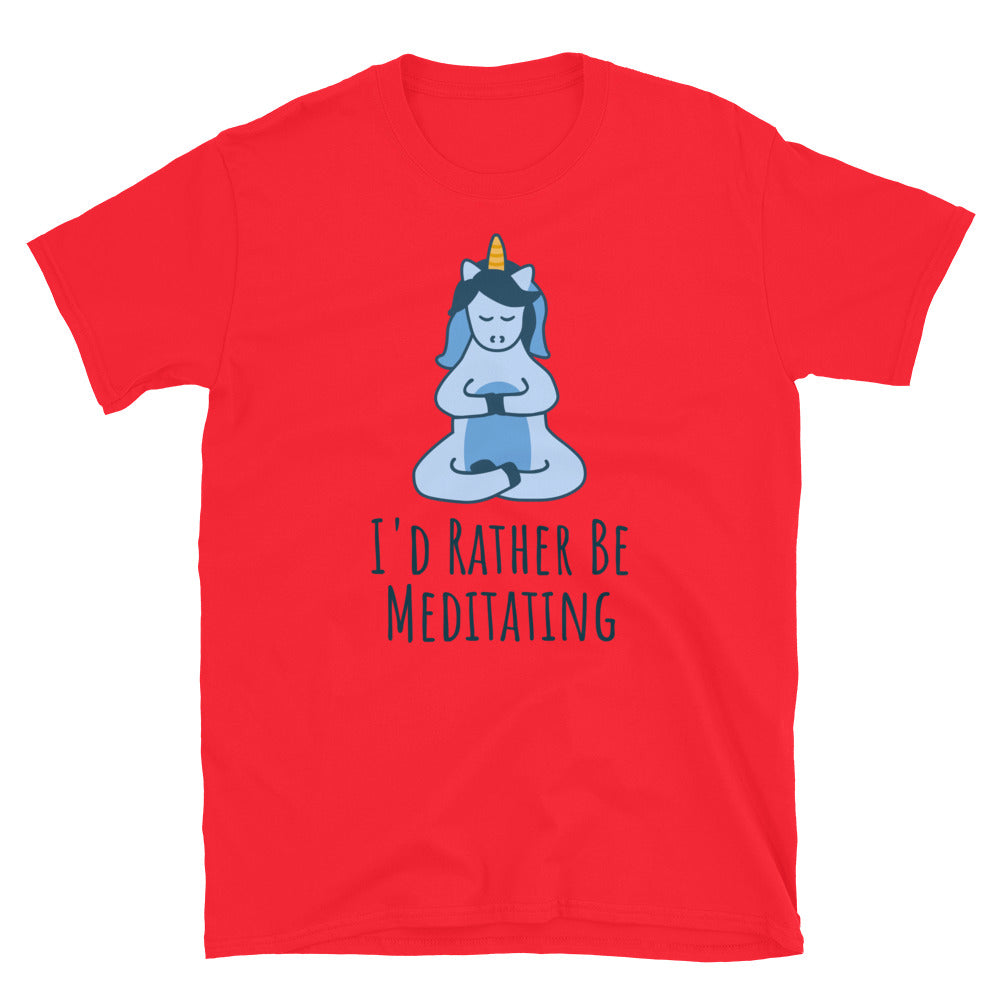 I'd Rather Be Meditating Unicorn TShirt - Red Color - https://ascensionemporium.net